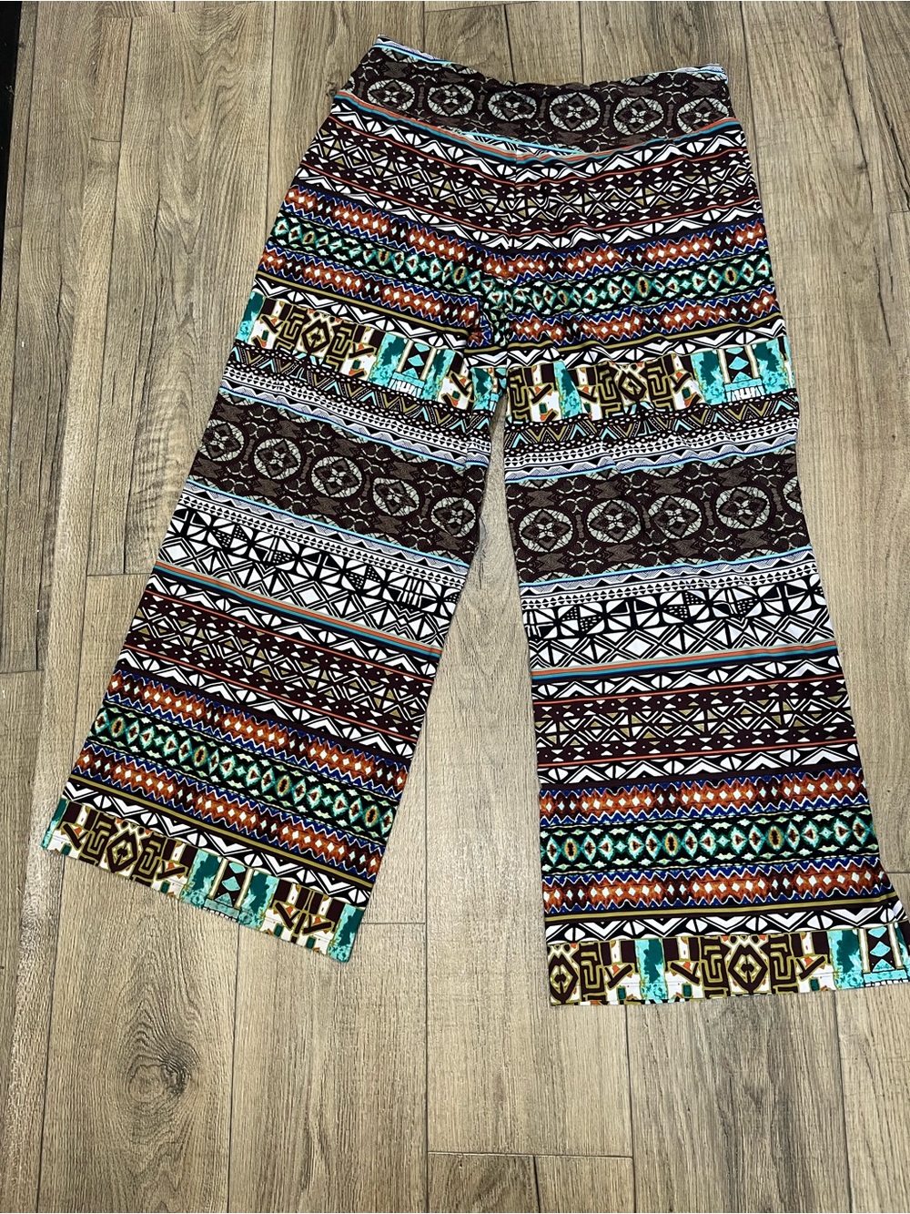 Cato Wide-Leg Tribal Print Pants - Black, Brown, Blue, Green, Orange - Picture 6 of 9